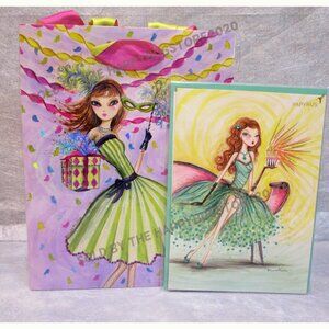 Papyrus Bella Pillar GLAMOUR  GIRL Birthday Greeting Card-Gift Bag Set-brand NEW